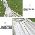 thumbnail image 3 of Hamaca portátil para acampar, hamacas individuales de lona de algodón con dos vigas de equilibrio antivuelco desmontables, correas de árbol de nudo de metal resistente y bolsa de transporte para, 3 of 5
