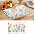 thumbnail image 6 of Spring Tulip Placemats Set of 4, Country Pink Orange Purple Flower Green Leaf Non-Slip Place Mats Washable Table Mats for Kitchen Dining Table Decorations Indoor/Outdoor, 6 of 9