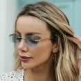 thumbnail image 4 of Retro Leopard Head Metal Sunglasses for Women and Men, Trendy Square Frameless Eyewear for Fashion and Sports, PC Lens with UV Protection, 4 of 6