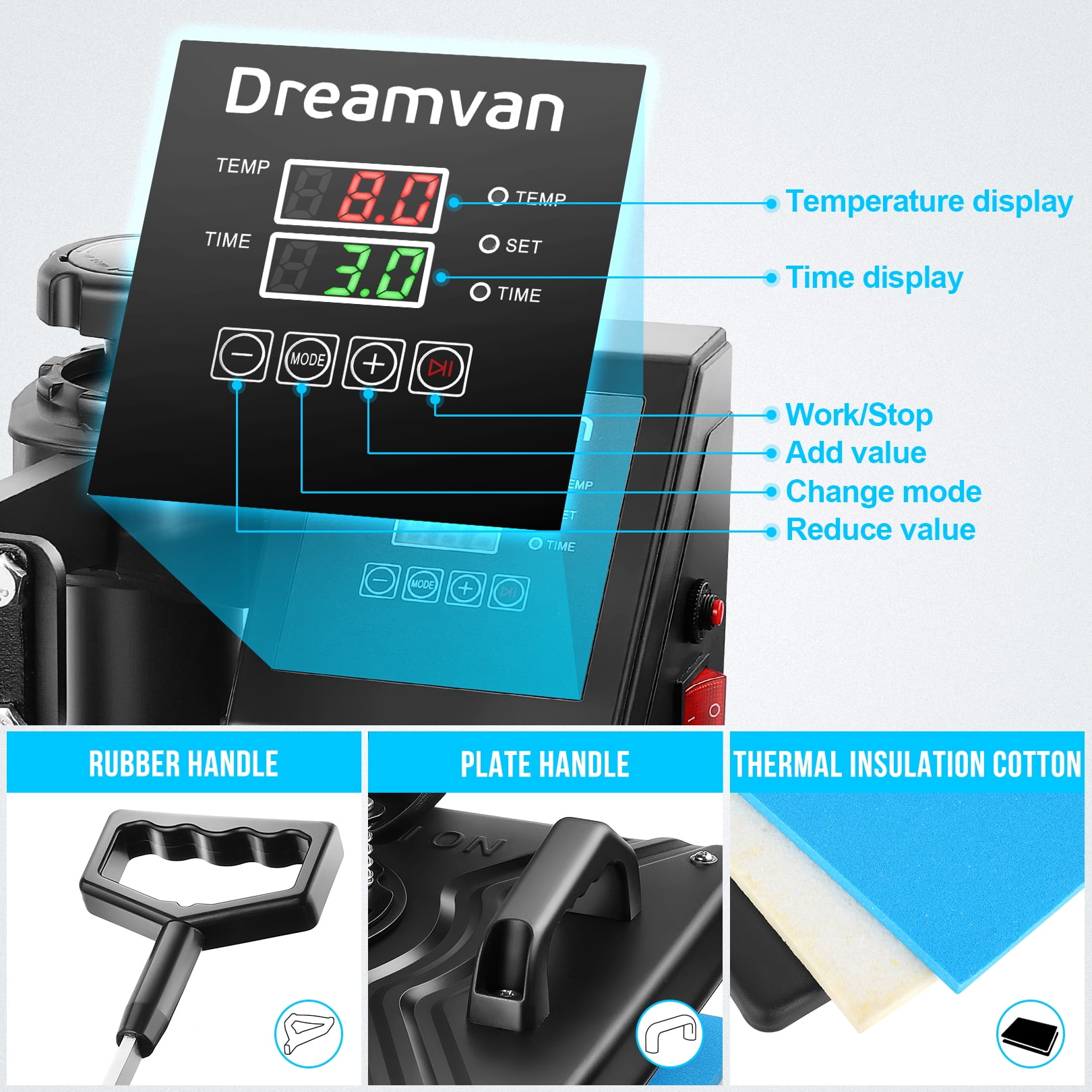 8 in 1 Heat Press Machine, 12" x 15" Combo Digital Multifunctional Sublimation Heat Transfer Machine, 360-degree Rotation Swing Away Shirt Printing Machine for Tshirt,Hat,Mug,Plate
