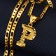 thumbnail image 1 of Anniyo -Collares con colgante de letras A-Z para mujer, hombre y niña, inicial del alfabeto inglés Figaro, cadenas de color dorado, joyería #058002S, 1 of 5