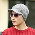 thumbnail image 3 of iopqo baseball caps men warm baggy weave crochet winter wool knit ski beanie caps hat hat grey, 3 of 6