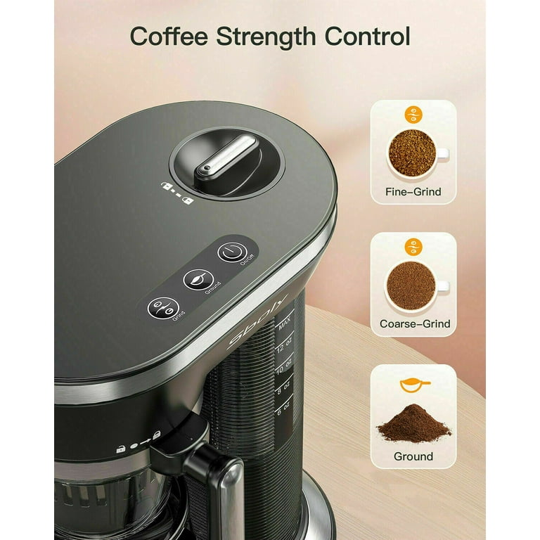 Sboly Automatic Coffee Maker & Grinder Single Cup Grind and 5 Mins Fast Brew