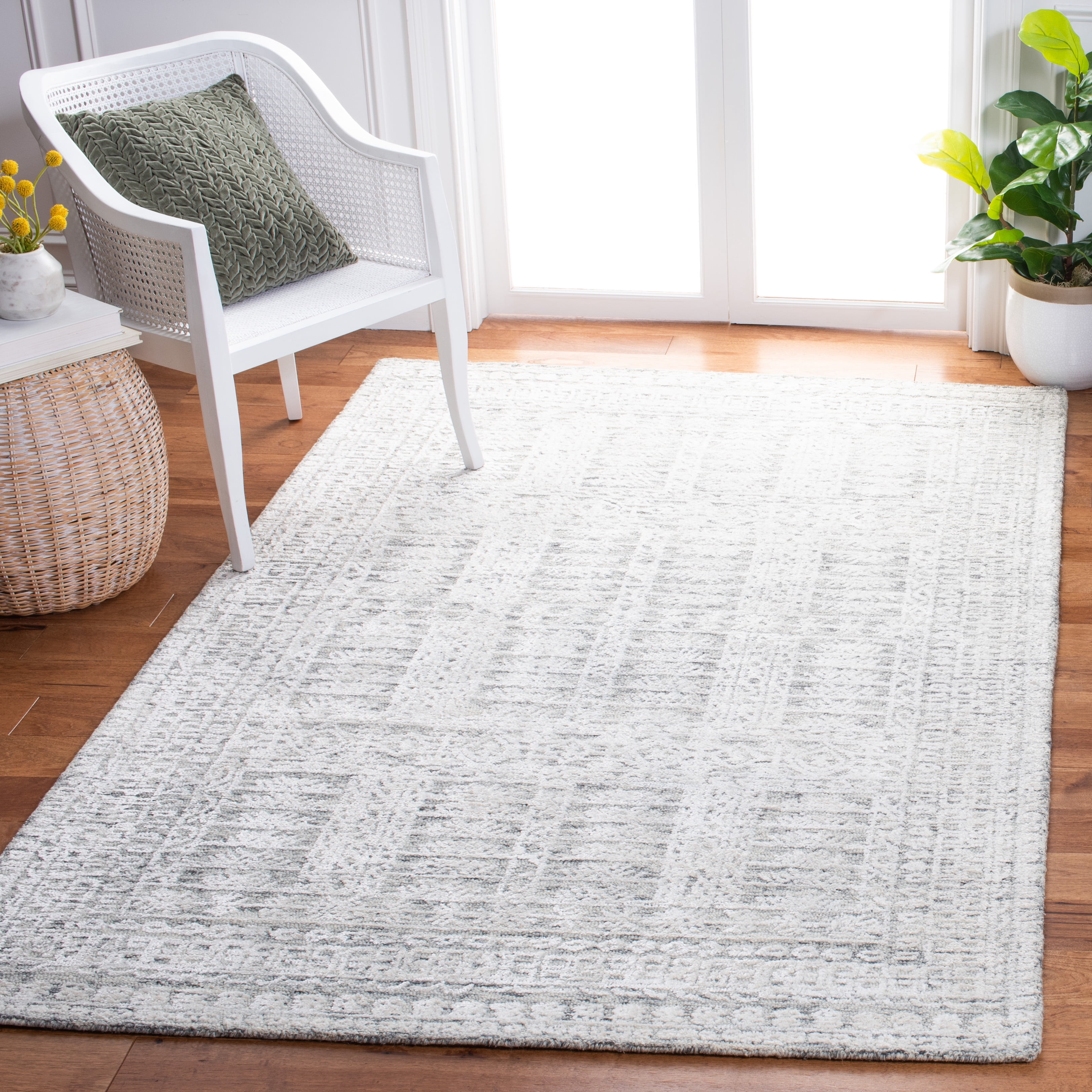SAFAVIEH Glamour Rothesay Geometric Area Rug, Charcoal/Ivory, 9' x 12'