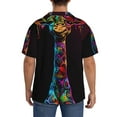thumbnail image 3 of Fuzoiu Neon Psychedelic Giraffe Print Men's Casual Short,Men's Short Sleeve Shirt,Mens Casual Button Down Shirts,Cuban Collar Summer Shirt for Beach, Vacation, and Outdoor Activities-Small, 3 of 5