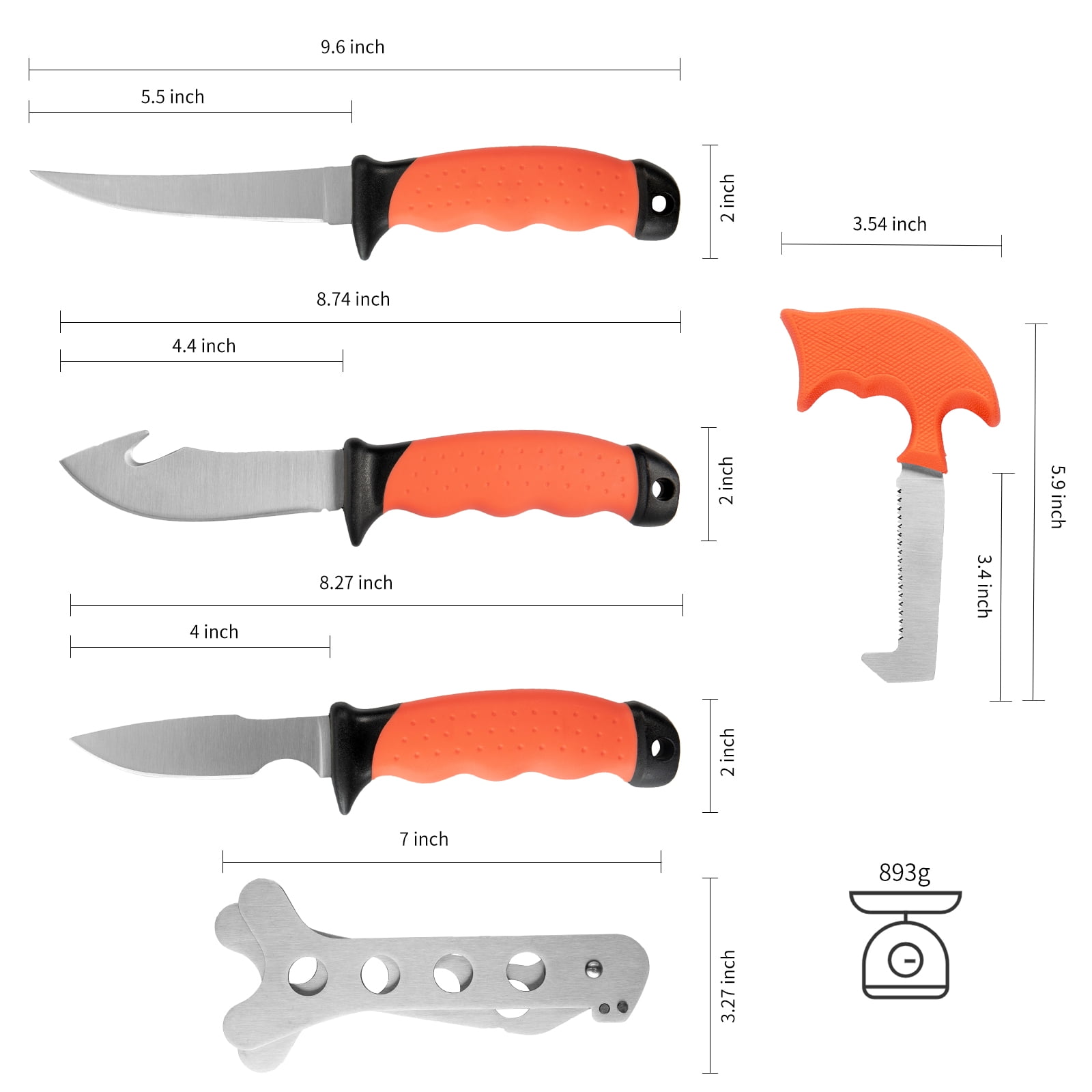 Dispatch Hunting Field Dressing Kit，6 Pieces Butcher Game Processing Kit with Caping & Boning Knives, Gut Hook Skinning Knife, Bone Saw, Ribcage Spreader in Hard Case
