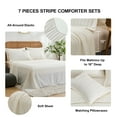 thumbnail image 4 of Flymme White Stripe Comforter Set Queen Size 7 Pieces Boho Bed in a Bag Lightweight Soft Microfiber Shabby Chic Bedding for All Season, 4 of 8