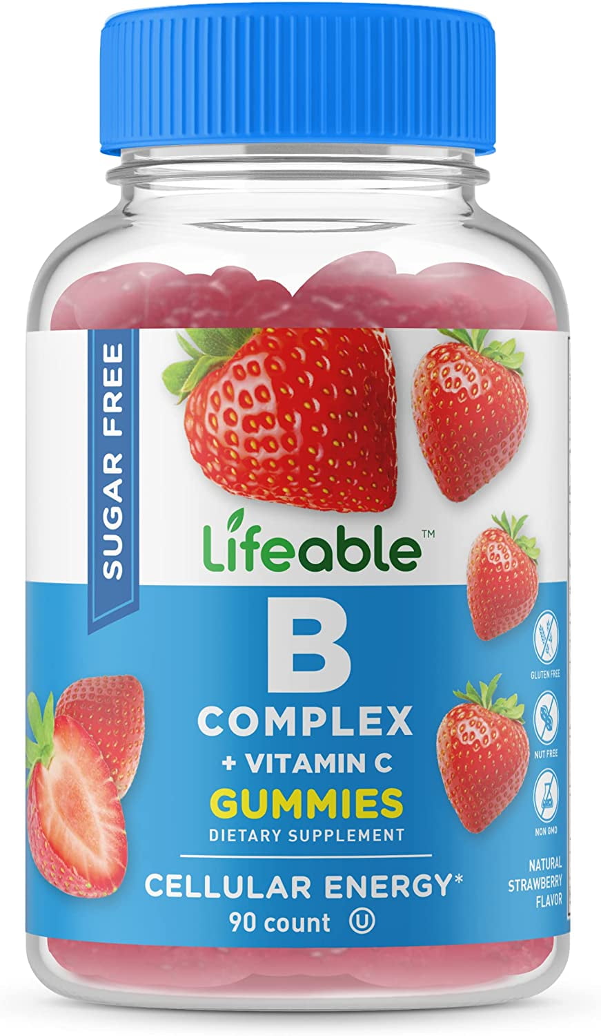 Lifeable Sugar Free B Complex, with 6 B Vitamin Supplements - for Men and Women - 90 Gummies