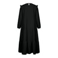 thumbnail image 7 of Ashirexll Women's Plus Size Bohemian Dresses, Round Neck Long Sleeve Ankle-Length Dress, Summer Casual Cotton and Linen Maxi Dress, Ruffled Big Swing Long Dress Black M, 7 of 7