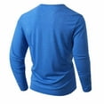 thumbnail image 5 of KHONTS Mens Casual Slim Fit Basic Henley Long Sleeve Fashion T-Shirt Blue M, 5 of 5
