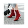 thumbnail image 4 of Fangasis Womens Ankle Booties Anti-Slip Winter Boots Mid Heel Stiletto Boot Work Fashion Dress Bootie Shoes Red 4.5, 4 of 9