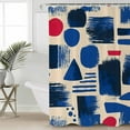 thumbnail image 6 of Shower Curtains Abstract Blue Red Geometric Bath Curtain Modern Art Waterproof Bathroom Shower Curtain Set with Hooks Decoration 36 x 72 Inches, 6 of 7