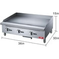 thumbnail image 3 of NSF 36 in. Commercial Griddle 90,000BTU Gas Griddle, 3 Burner Heavy-Duty Stainless Steel Countertop Griddle, 3 of 10