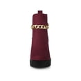 thumbnail image 6 of BLISSFUL STEP Women's Platform Chain Block High Heel Ankle Boots Burgundy 7, 6 of 7