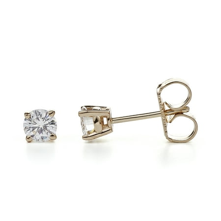 Charles And Colvard Yellow Gold 4 0mm Round Charles Colvard Yellow Gold 4 0mm Round Brilliant Cut Moissanite Stud Earrings 0 46cttw