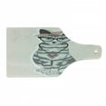 thumbnail image 1 of Teen Room Cutting Board, Kitty Cat with Glasses Tribal Necklace Clasp Fashion Design Print, Decorative Tempered Glass Cutting and Serving Board, Wine Bottle Shape, Pale Pink Grey, by Ambesonne, 1 of 1