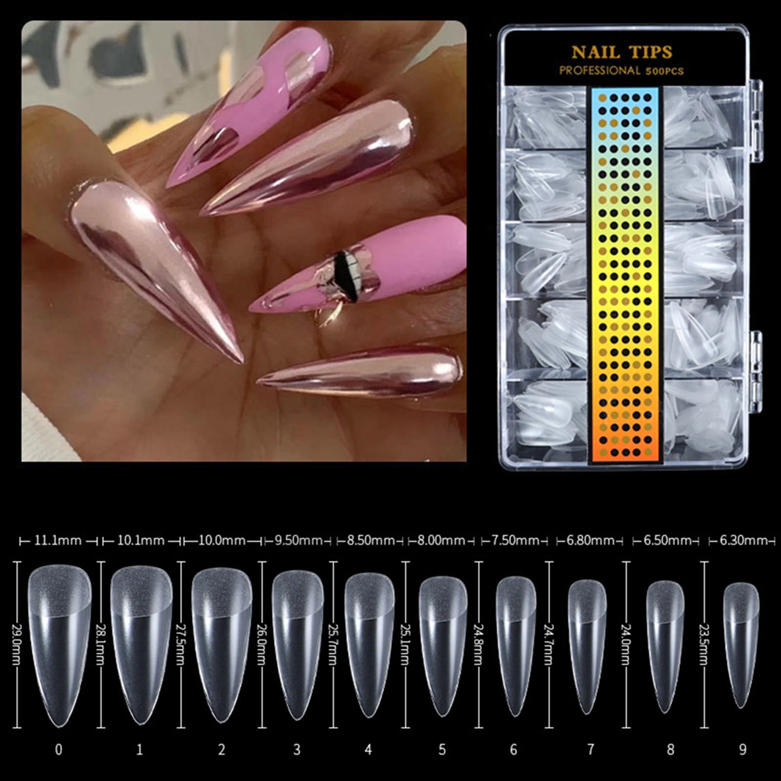 Opolski 500Pcs Clear Frosted C Curved False Nail Tips Fingernail DIY  Manicure Art Decor - Walmart.com