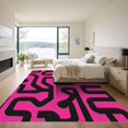 thumbnail image 3 of ODIKA 8'x10' Machine Washable Non-Slip Area Rug, Pink & Black Abstract Circles High Traffic Rug, Pink, 903010, 3 of 7