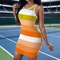 thumbnail image 2 of BRGZLK Womens Tank Dresses Ribbed Scoop Neck Elastic Solid Color Sleeveless Basic Round Neck Striped Bodycon Mini Dress, 2 of 7