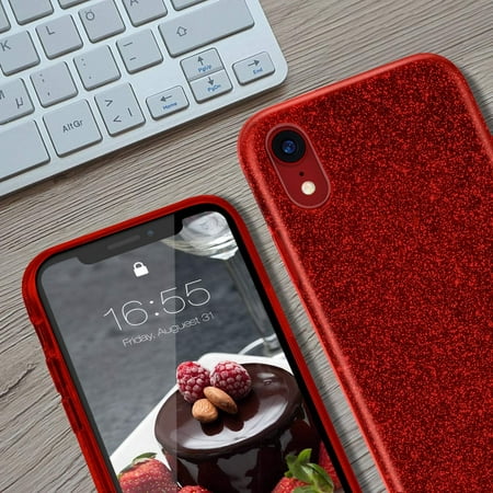 Mateprox Iphone Xr Case Clear Crystal Shiny Glitter Sparkly Bling Cute Thin Slim Girls Case For Iphone Xr 6 1 Red Walmart Canada