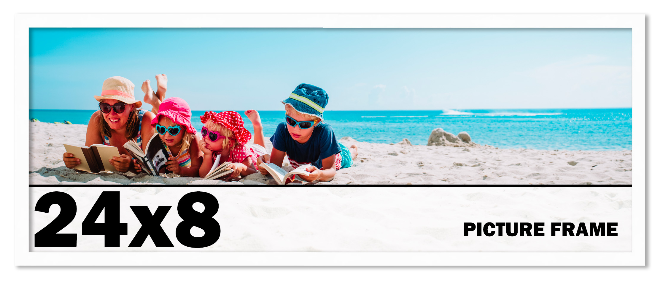 24x8 Frame White Solid Wood Picture Frame Includes UV Acrylic Shatter