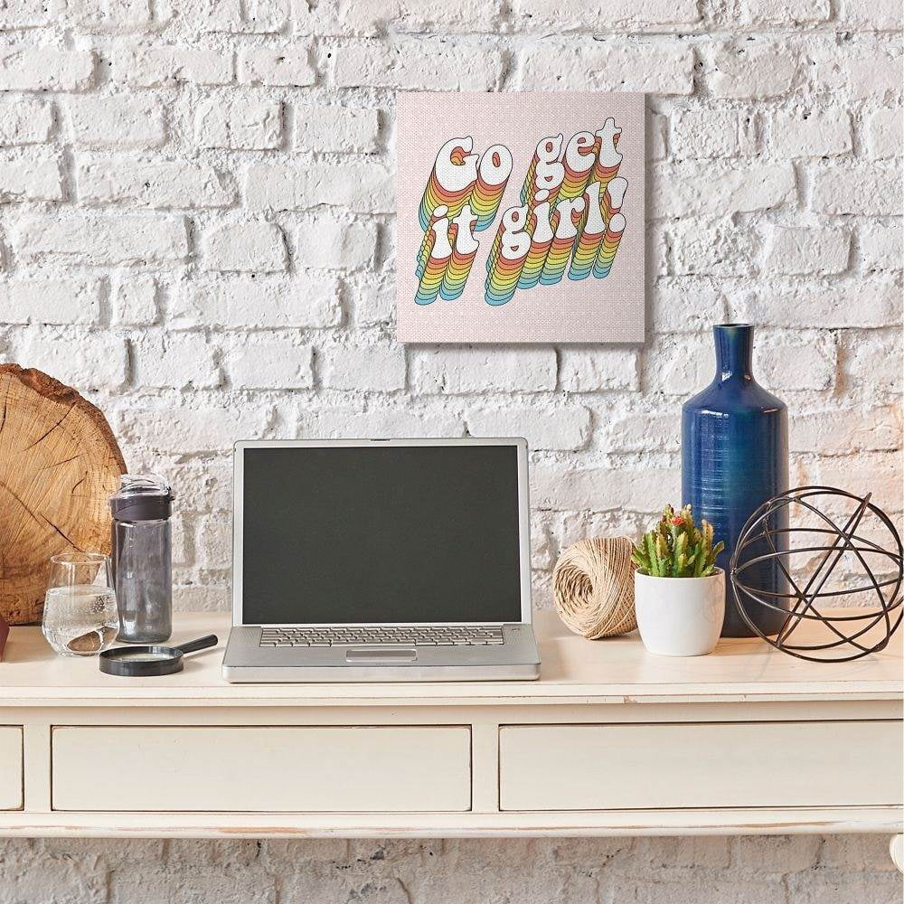 Stupell Industries Go Get It Girl Rainbow Pink Word Design Canvas Wall Art by Dawn Vietro