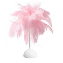 Tunhigl Stylish Feather Table Lamp for Bedroom Decor - Battery-Operated LED Night Light with Warm Glow, for Living Room, Party, Wedding Centerpiece, Christmas, and Valentine's Day Gifts Pink