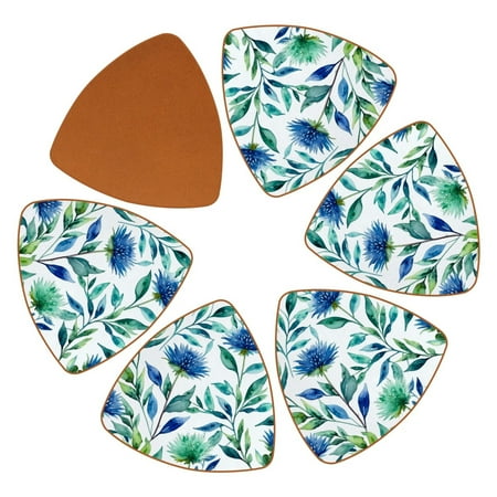 

YZUOUZY Coasters Coffee Table Decor 6 PCS Triangle Personalized Coasters Garden Flowers Spiderwort Spring
