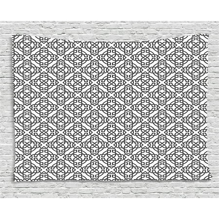 - Celtic Tapestry, Antique Art Monochrome Pattern with Intricate Knot Motifs Curved Twisted Lines, Wall Hanging for Bedroom Living Room Dorm Decor, 80W X 60L Inches, Black White, by Ambesonne
