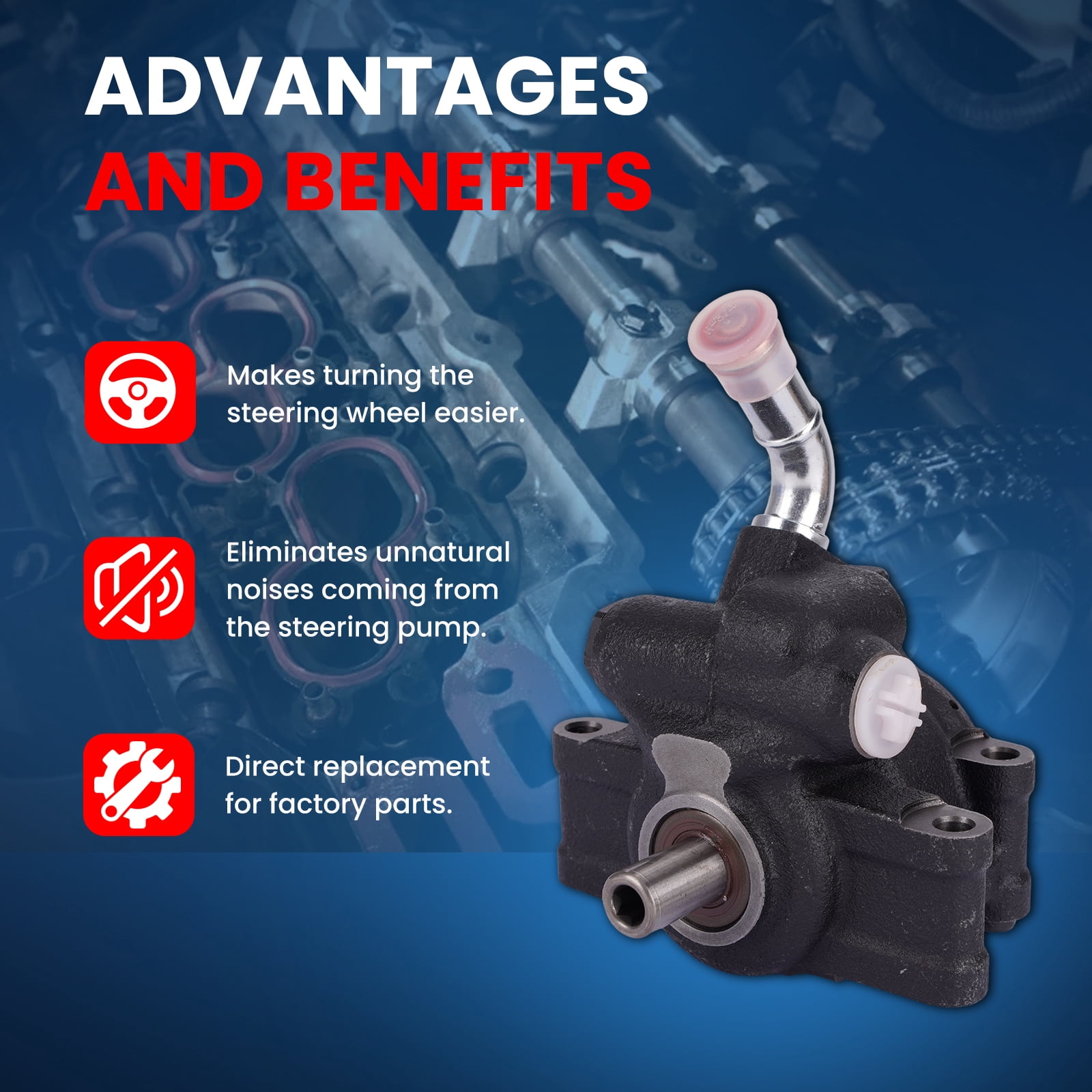 MOCA AUTOPARTS Power Steering Pump Fit for 2001-2012 Ford Ranger L4 2.3L & 2001-2009 Mazda B2300 L4 2.3L