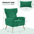 thumbnail image 4 of Hawsaiy Velvet Wingback Accent Chair with Golden Legs and Lumbar Pillow, High Back Upholstered Armchair for Living Room or Bedroom，Green, 4 of 8