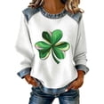 thumbnail image 2 of St Patricks Knitted Pullover Tops Irish Shirt Print Long Sleeve Top St Patricks Day Sweater for Women Summer Clothes (White,M), 2 of 4