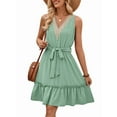 thumbnail image 2 of Women Summer Dresses Sleeveless Casual Loose Swing Midi Dress Green XL, 2 of 9