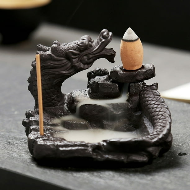 Ceramic Dragon Smoke Waterfall Backflow Incense Burner Censer Home Decor Walmart Com Walmart Com