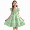 thumbnail image 3 of NOLDARES Girls Flutter Sleeve Floral Dresses, Kids Spring Summer Dress, Teen Hawaiian Maxi Long Dresses(Green,4-5 Years), 3 of 7