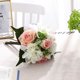 thumbnail image 4 of Ramo de flores artificiales Matsuzay cabezas de Hortensia falsas rosas realistas Rosa claro, 4 of 6