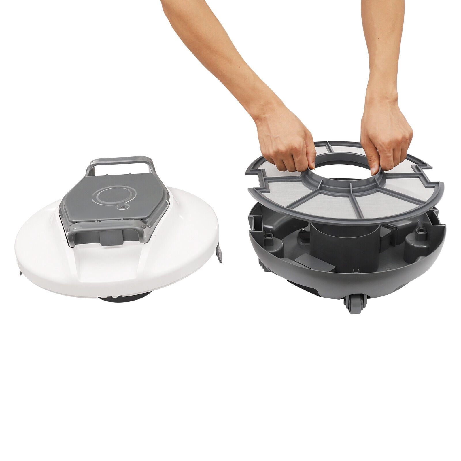 Cordless Pool Cleaner - Powerful Dual Copper Motor, 90 Min Runtime, IPX8 Waterproof for Pools up to 80㎡ (Grey/White, 40W, US Plug)