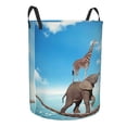 thumbnail image 2 of Daiia Elephant Giraffe Round Laundry Basket with Handles Thickened Waterproof Circular hamper,Dirty Clothes Storage Basket for Bedroom,Bathroom,College Dorm-Small, 2 of 8