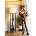 thumbnail image 2 of Floor Lamp with Shelves for Living Room, 3 CCT LED Bulb, Storage Tower with White Linen Shade for Bedroom, Office, 2 of 7