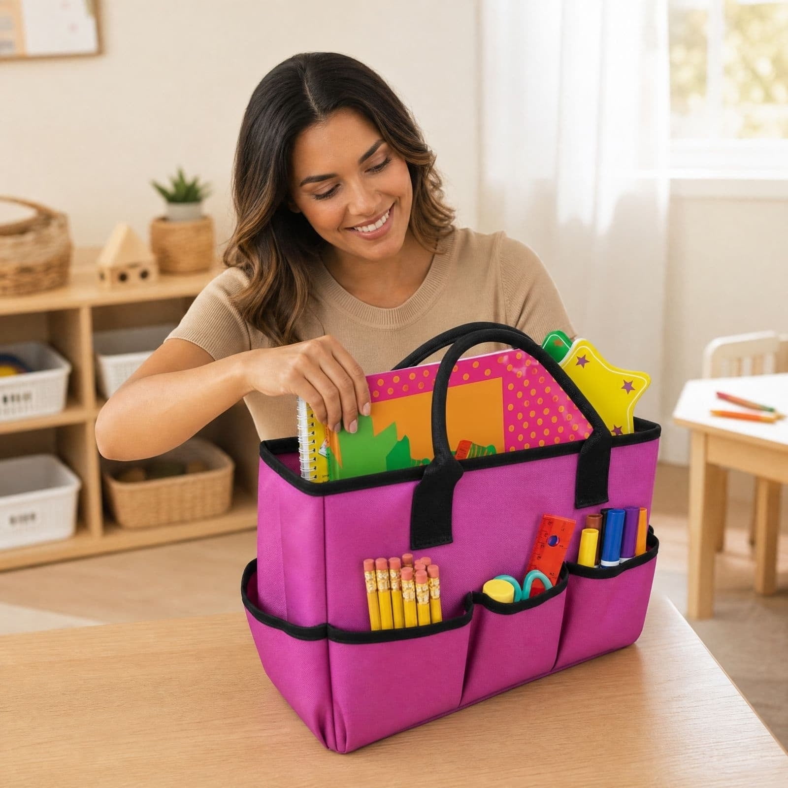 Travel Organizer Bag Large Capacity Portable Waterproof Oxford Cloth Handheld Storage Tote with Multi-Pocket for Weekend Trips and Daily Use