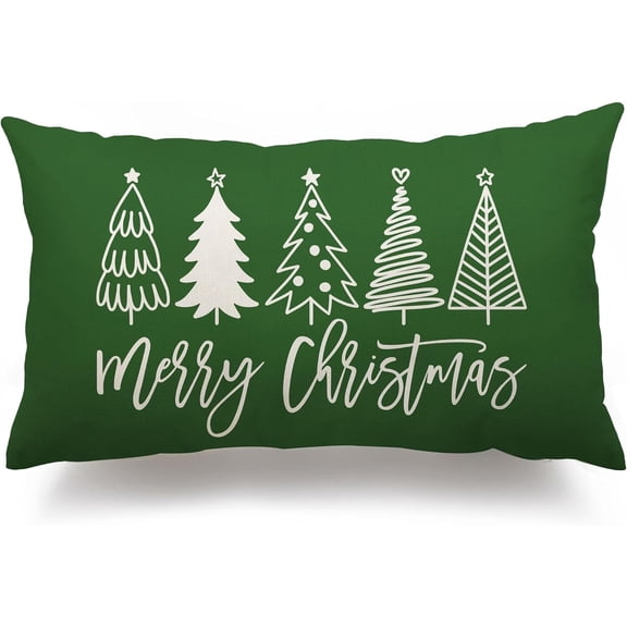 Christmas Pillow Covers 12x20 Inch Christmas Tree Merry Christmas Decorative Green Throw Pillows Winter Christmas Decor for Home Couch