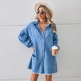 thumbnail image 5 of WOLLED Women's Denim Dress Fashion Elastic Waist New One Row Buckle Design Stylish Dress S-XL, 5 of 9