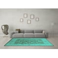 thumbnail image 3 of Ahgly Company Machine Washable Indoor Rectangle Oriental Turquoise Blue Traditional Area Rugs, 2' x 4', 3 of 4