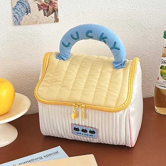 Cute Cottage Makeup Bag Large Capacity Storage for Girls Portable Handheld Travel Wash Bag Ideal for Organizing Cosmetics and Toiletries