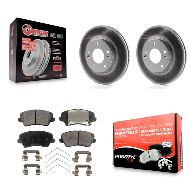 Transit Auto Front Coated Disc Brake Rotors and Semi-Metallic Pads Kit for Car Kia Forte Hyundai Elantra GT Veloster Forte5 Koup KGF-100448