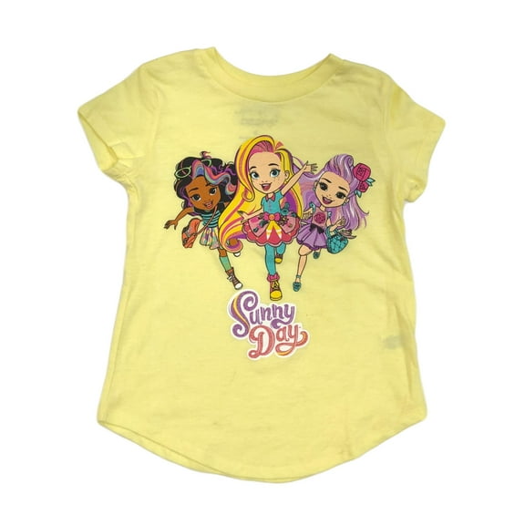 Sunny Day Girls Yellow Glitter Short Sleeve T-Shirt Tee Shirt 10
