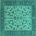 thumbnail image 1 of Ahgly Company Machine Washable Indoor Square Oriental Turquoise Blue Traditional Area Rugs, 6' Square, 1 of 4