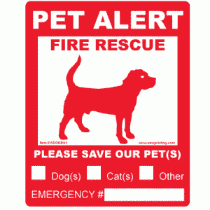 2x Emergency Pet Rescue DOG CAT Vinyl Decal Sticker First Responder FIRE  / 