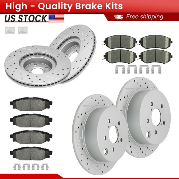 ACB ZONE Front Rear Brake Kits for Subaru Forester Crosstrek/XV Crosstrek, Drilled Slotted Disc Brake Rotors and Ceramic Brake Pads