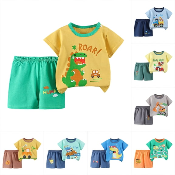 Nwiuh Toddler Baby Boy Spring Summer Clothes short Sleeve Color Block T-Shirt with Elastic Waist Set Summer Outfit Spring Summer Set for 0 6 12 18 24 M 1t 2t 3t 4t 5t 6t(Brown, 18-24 Months)